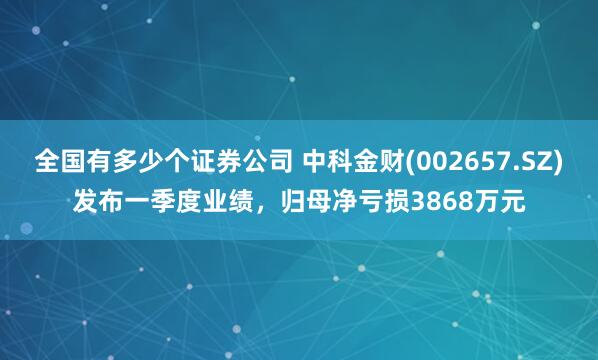 全国有多少个证券公司 中科金财(002657.SZ)发布一季度业绩，归母净亏损3868万元